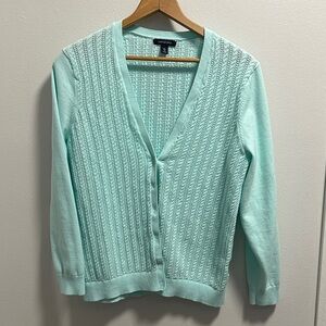Lands' End Women's Aqua Knit Cardigan
